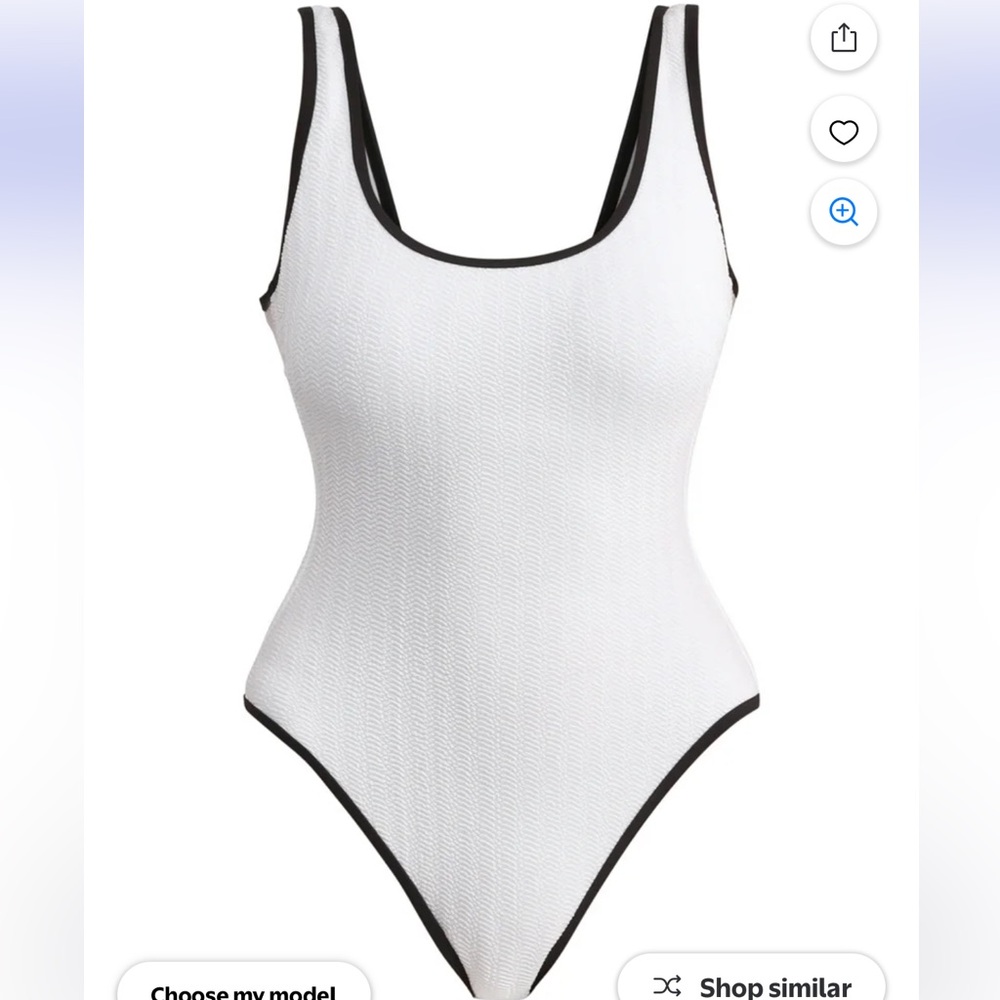 No Boundaries White and Black One Piece Swimsuit -Size S (4-6)